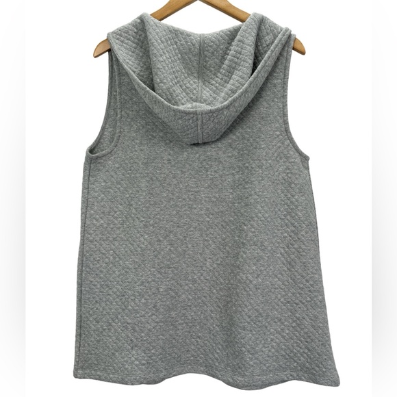 Talbots Quilted Open Front Hooded Sleeveless Vest Cardigan Jacket Gray - Picture 2 of 7